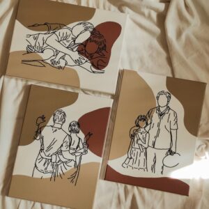 line art embroidered on a 9x12 canvas