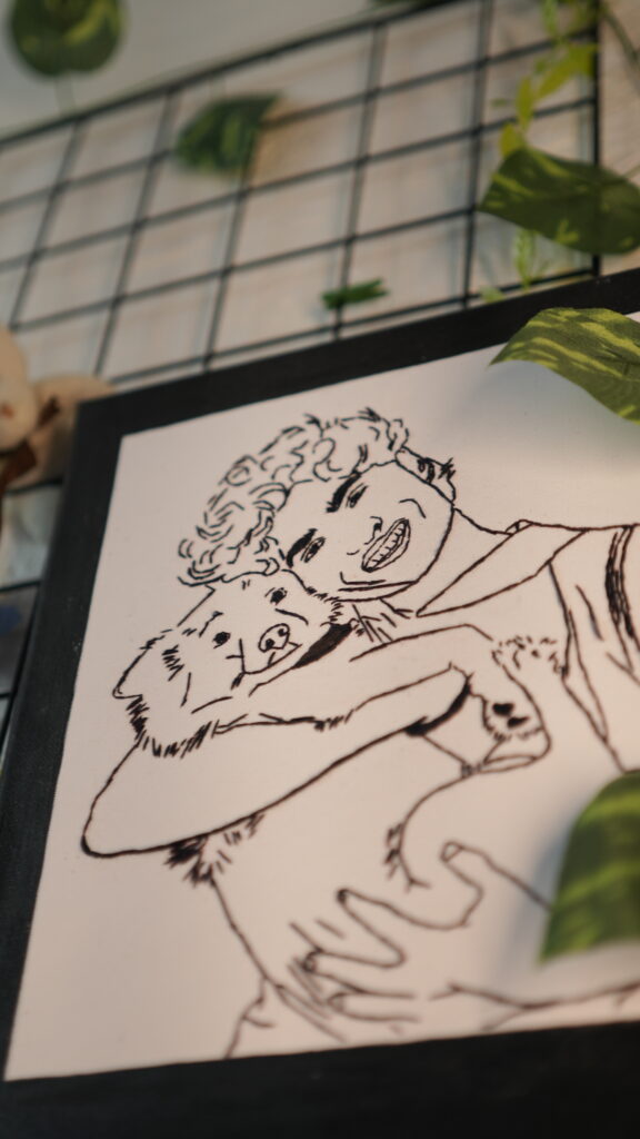 Hand-embroidered portrait of a pet lover, unique gift solution